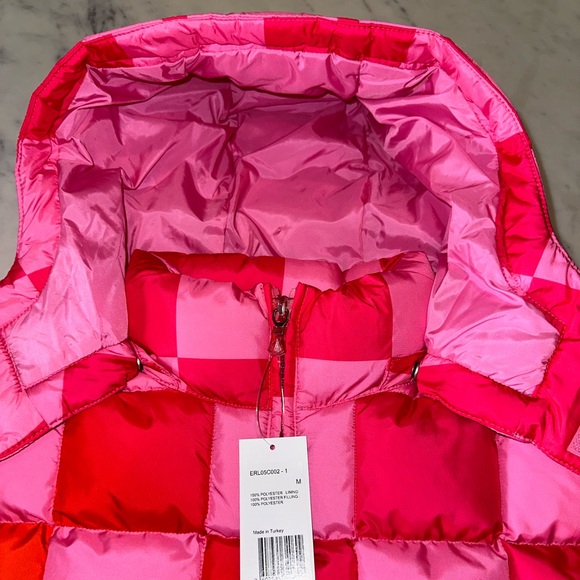 ERL Gradient Checker Hooded Puffer Jacket Pink - Picture 4 of 8
